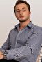 White Navy Checkered Slimfit Men's Shirt with Gift Box - 5
