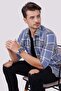 Blue Gray Checkered Slimfit Lumberjack Men's Shirt with Gift Box - 3
