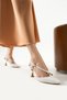 Luxurious White Matte Women's Heeled Shoes with Gold Detail Stylish and Elegant for Everyday Special Occasion Combinations - 3