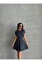 Women's Anthracite Soft Fabric Mini Dress with Waist Fitting - 5