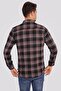 Claret Red and White Striped Slimfit Lumberjack Shirt with Gift Box - 6