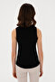 Women's Black Sleeveless Crew Neck Basic T-Shirt 50300904-Vr046 - 5