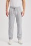 Gray Men's Zippered Pocket Embroidery Detailed Straight Leg Relaxed Cut Casual Sweatpants
