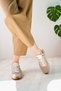 Lisbon Model Genuine Leather Beige Suede Lace-Up Casual Women's Sneakers - 6