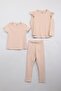 Ruffle-trimmed cotton three-piece girl's outfit with embellishments - 2