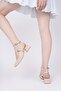 Chopra Square Toe Double Belt Ankle Strap Open Back Short Heeled Shoes - 7