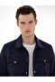 Navy Blue Shirt Collar Faux Leather Jacket 50312346-200 - 2