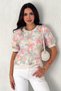 Women's Pink Tulle Flower Sequin Sequin Embroidered 100% Cotton Thin Knitwear Blouse - 3