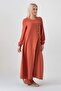 Muslin Fabric Button Detail Front Slit 100% Cotton Hijab Tunic - Tile - 4