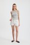 Gray -1121 Zero Sleeve Ribbed Halter Neck Basic Tank Top - 4
