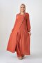 Muslin Fabric Button Detail Front Slit 100% Cotton Hijab Tunic - Tile