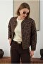 Quilted Short Jacket Geometric Pattern