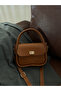 Women's Gold Lock Detailed Adjustable Strap Tan Hand Shoulder and Crossbody Bag Mona