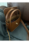 Women's Gold Lock Detailed Adjustable Strap Tan Hand Shoulder and Crossbody Bag Mona - 5