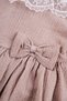 Square Collar Ruffle Sleeve Crew Neck Ribbon Detailed Lace Collar Beige Color Girl's Dress - 3