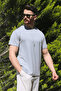 Men's Gray Winter T-Shirt 100% Cotton Modal Silky Fabric Crew Neck Breathable Texture