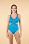 Cut Out Detailed Cross Swimsuit - Blue