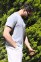 Men's Gray Winter T-Shirt 100% Cotton Modal Silky Fabric Crew Neck Breathable Texture - 2