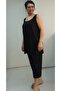 Black and White Piping Detailed Capri Length Pocket Thick Strap Combed Viscose Bottom Top Set - 2