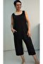 Black and White Piping Detailed Capri Length Pocket Thick Strap Combed Viscose Bottom Top Set - 3