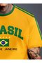 New Season Unisex Shoulder Detailed Brasil Printed Oversize T-Shirt - 2