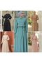 Women's Stone Self Textured Belted, Long Balloon Sleeve Casual Long Aerobin Dress 700-3550396 - 2