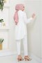 Women's Sequin Detail Floral Belted Hijab Shirt - 3