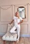 Red Heart Pattern Knitted Short Sleeve Women's Pajamas Set - 6