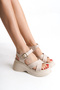 High Platform Wedge Heel Cross Strip Buckle Skin Summer Women's Sandals Shoes - 3