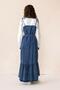 Shirt-Style Skirt with Flounces Denim Dress Blue 9305-E - 7