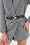 Silver Black Faux Leather Women's Belt 7080 - 6