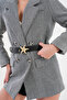 Silver Black Faux Leather Women's Belt 7080 - 7