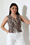 Women's Leopard Patterned Buttoned Vest Rb2 - 5