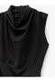 Drape Detailed Sleeveless Degaje Neck Double Breasted Mini Dress - 5