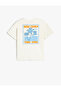 Cotton Embroidery Detailed Slogan Printed Oversize Short Sleeve T-Shirt - 2