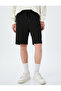 Lace-Up Waist Label Detailed Pocket Cotton Bermuda Shorts - 3