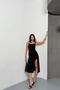 Women's Black Strappy Slit Long Dress 1009-1034 - 5