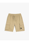 Cargo Pocket Cotton Lace-Up Waist Bermuda Shorts