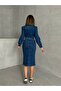 Belted Front Slit Midi Denim Dress MISSEL00936 - 7