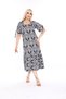 Plus Size Above Knee Square Neck Tie Detailed Short Sleeve Viscose Combed Cotton Stylish Design Comfortable Dress - 8