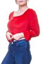 Women's Velvet Fabric Red Gathered Crop Blouse 12d-6041 - 5