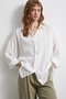 Lace Detailed Transparent Cotton Shirt White