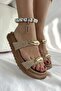 Paulina Wicker Natural Buckle Detailed Women's Slippers - 3