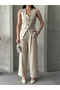Square Collar Vest and Palazzo Trousers Double Linen Aerobin Set - 2