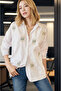 Women's White Eyelet Sequin Embroidered Detailed Woven Boyfriend Shirt Buttoned Cotton - 5