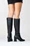 Sejas Black Genuine Leather Women's Heeled Boots - 6