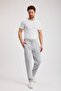 Gray Men's Zippered Pocket Embroidery Detailed Straight Leg Relaxed Cut Casual Sweatpants - 5