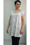 Cream Ecru Print Whole Size Low Sleeve Knitted T-Shirt