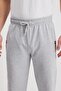 Gray Men's Zippered Pocket Embroidery Detailed Straight Leg Relaxed Cut Casual Sweatpants - 6