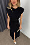 Black Padded Slit Dress - 4